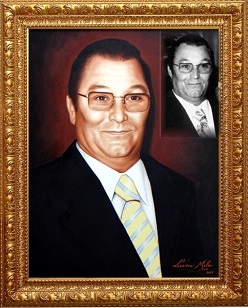 Foto e Retrato pintura em óleo sobre tela, feito a partir de foto antiga P&B
